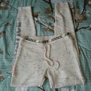 Justice Active Cream/Gray Sweatpants Girls 12